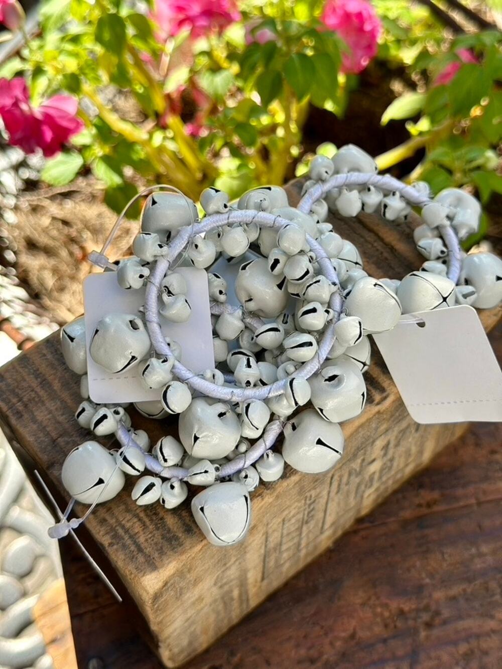 Pier 1 Jingle Bell Napkin Rings Set of 4 NWT White Christmas Holiday